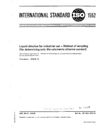 ISO 1552:1976, Liquid chlorine for industrial use - Method of sampling ...