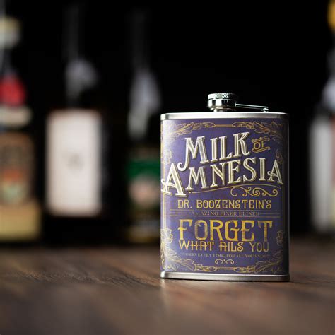 American Art Decor Milk of Amnesia Stainless Steel 8 oz Liquor Flask ...