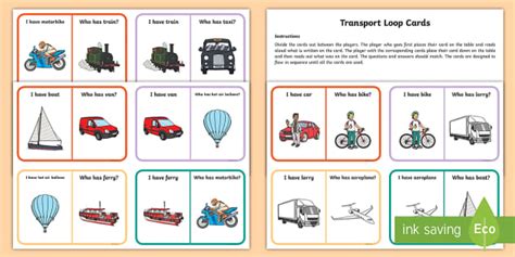 Transport Vocabulary Loop Cards