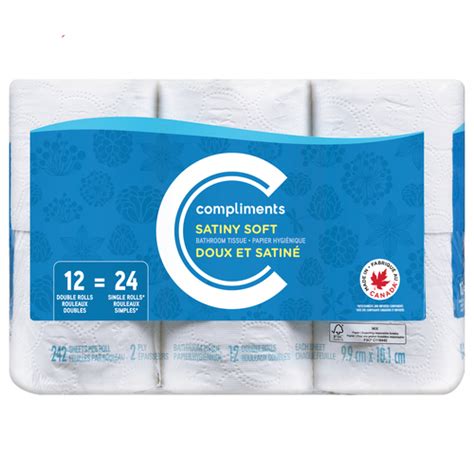 Buy Compliments Toilet Paper Satiny Soft 2-Ply 12 Rolls x 242 Sheets ...