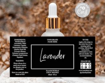 Buy Editable Bottle Label Template: Custom Cosmetic, Oil Dropper ...