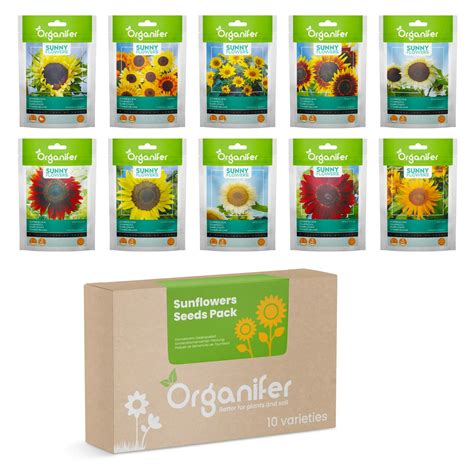 Sunflower Seed Packet - 10 Varieties - Organifer