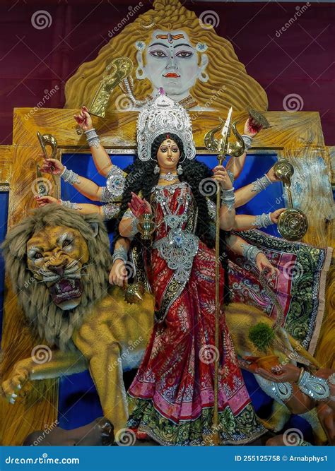 Idol of Hindu Goddess Durga Maa in a Pandal in Kolkata Stock Photo ...