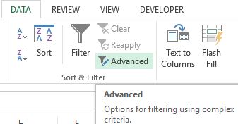 Image result for Excel Data Advanced Filter