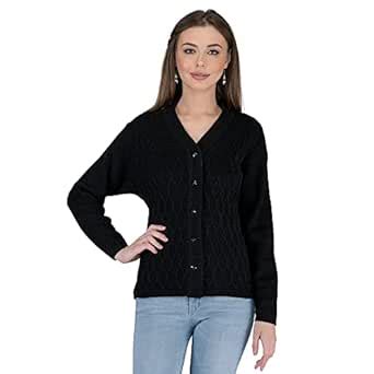 Buy LADY WILLINGTON Women's Woolen V-Neck Self Design Rainbow Fabric ...