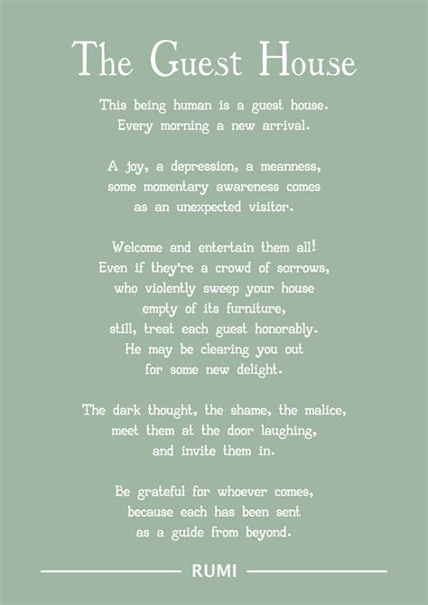 Rumi the Guest House Poem Art Print - Etsy