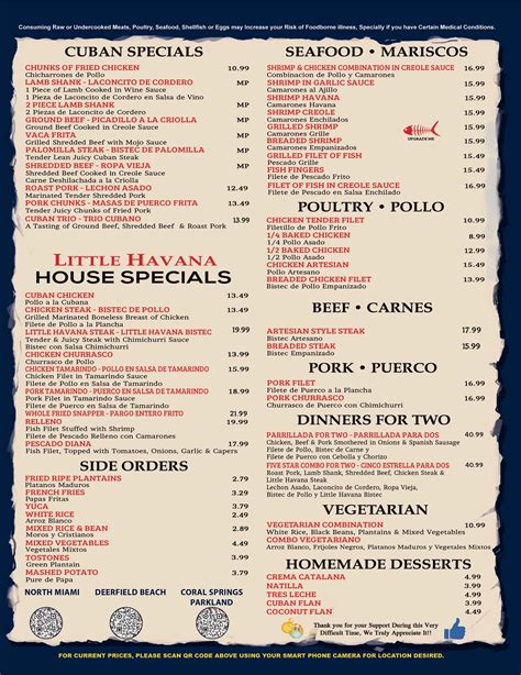 Deerfield Beach Authentic Cuban Food Menu - Little Havana Restaurant