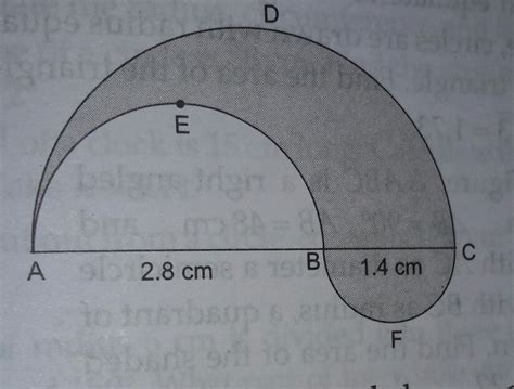 find the perimeter of shaded region where adc aeb and bfc are ...