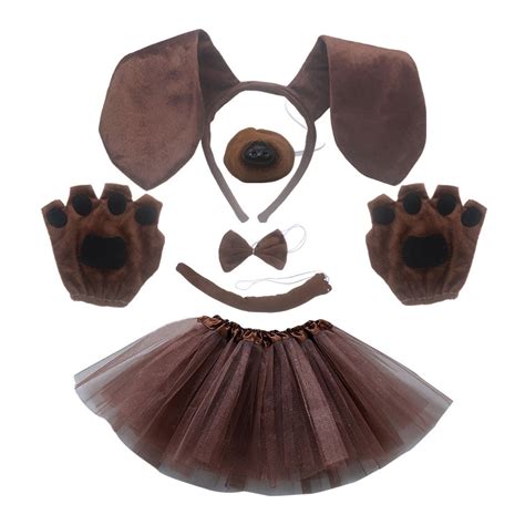 XINYTEC Animal Costume Plush Dog Ears Headband Tail Nose Glove Bow for ...