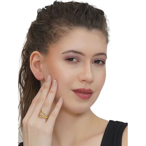 Buy Carlton London White 18K Gold Plated Stones Ring Online