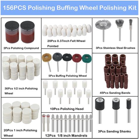Yakamoz 40-Piece 1-Inch Abrasive Buffing Polishing Wheel Set – 1/8 Inch Shank For Rotary Tools, 4 Grits (80/120/240/320)