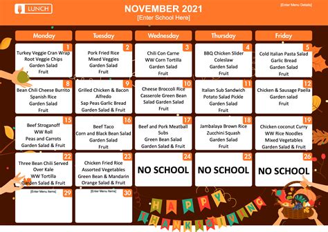 School Lunch Menu 2022