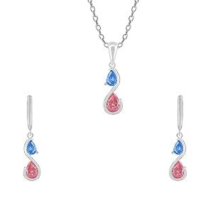 Buy GIVA 925 Silver Blue and Pink Stone Set of Two | Gifts for Women ...