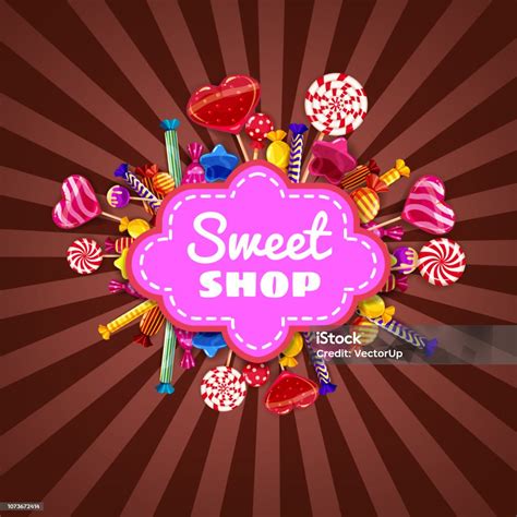 Ilustración de Conjunto De Plantillas De Tienda De Dulces De Caramelo ...