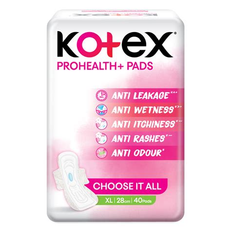Buy Kotex Prohealth+ Sanitary Pads XL, 40 Count | 19 Minutes Delivery ...