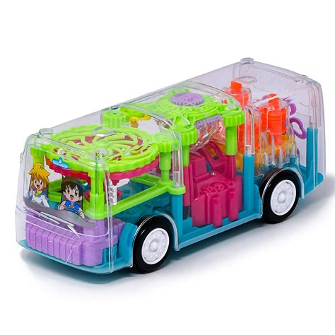 New Pinch Plastic Transparent And Musical Bus 360 Degree Rotation ...