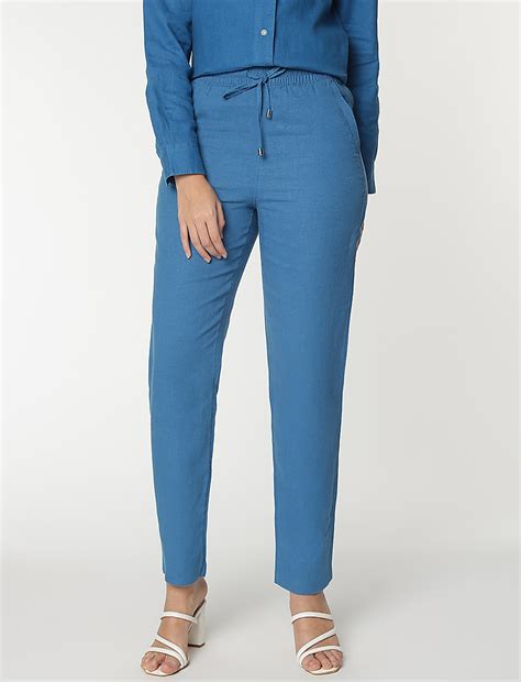 Buy Linen Rich Tapered Fit Trousers at Marks & Spencer