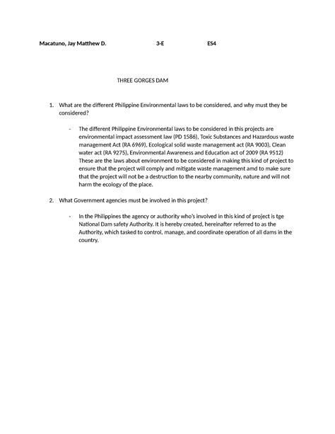 Macatuno 3E ES4 Three Gorges Dam - Macatuno, Jay Matthew D. 3-E ES ...