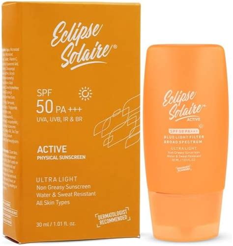 Eclipse Solaire Active Sunscreen SPF 50 PA+++ | No White Cast | Broad ...