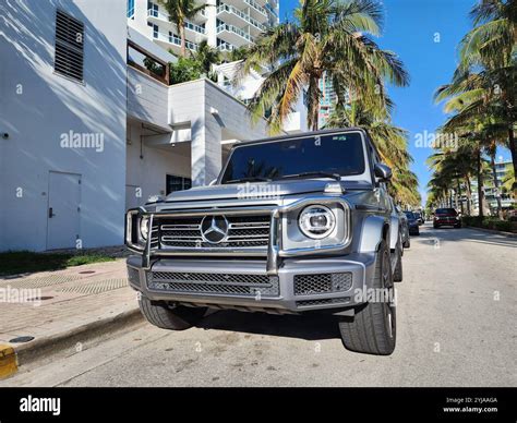 Miami Beach, Florida USA - June 5, 2024: 2020 Mercedes-Benz G550 wagon suv at miami beach ...