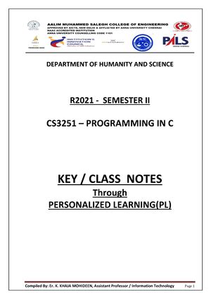 CS3251 QB 2 Marks - CS3251 - PROGRAMMING IN C 2 MARKS QUESTION BANK ...