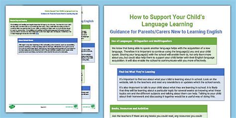 How To Support Your Child's Language Learning (teacher made)