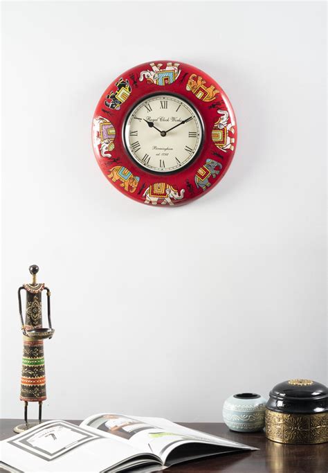 Buy Vedas Ancient Wheel Abstract Modern Style Brass Metal Wall Clock ...