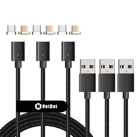 Netdot Gen7 6.6ft 2 in 1 USB-C & Micro USB Magnetic Charging Cable ...