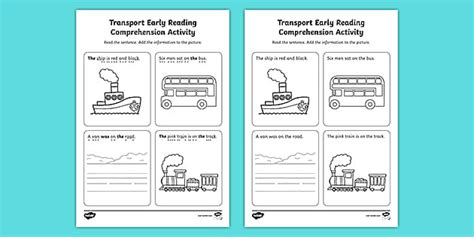 Transport-Themed Phase 4 EYFS Reading Comprehension Activity