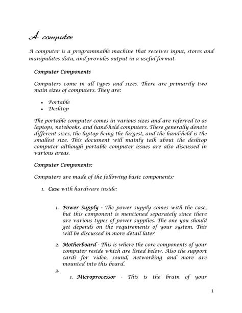 A computer is a programmable machine that receives input | DOCX