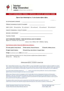 Fillable Online bilgi edu Kay?t dondurma formu / off?c?al leave of ...