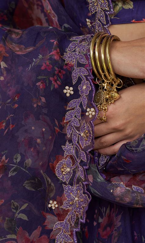 Bagh - Purple Floral Printed Lehenga Set - set of 3 – Ridhiiee Suuri