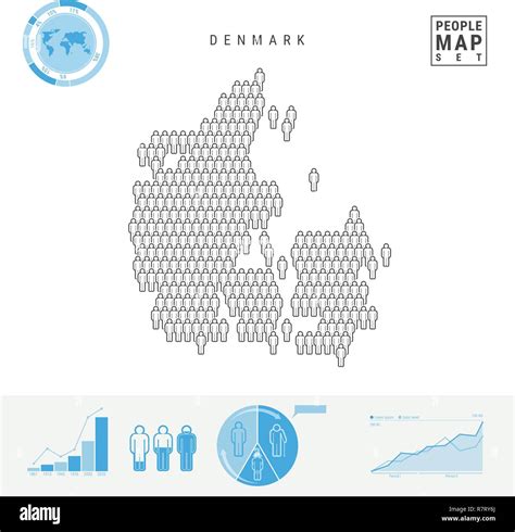 Denmark People Icon Map. Stylized Vector Silhouette of Denmark. Population Growth and Aging ...