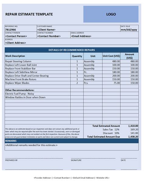 28 Free Estimate Template Forms [Construction, Repair, Cleaning...]