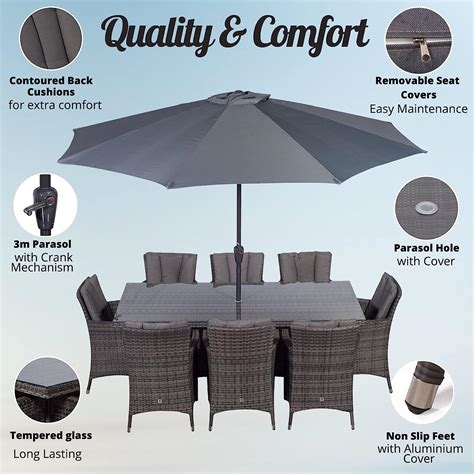 Savannah Rattan Dining Set | Large Rectangle 8 | Ubuy India