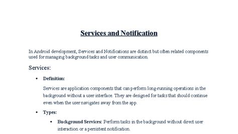 Android Development: Services & Notifications Overview - Studocu