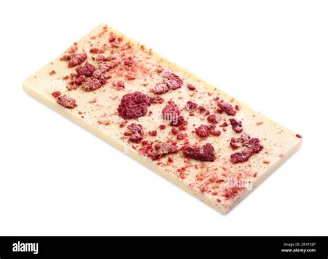 Chocolate bar with freeze dried raspberries isolated on white Stock ...