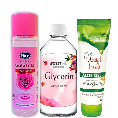 ALOE GEL (70GM) & GLYCERINE (125GM) & GULAB JAL (120ML) - Refreshing ...
