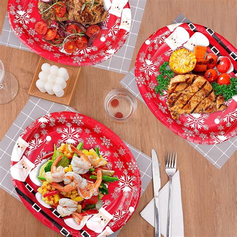 Buy Tyzarglef 50 Count Christmas Oval Paper Plates, 10 x 12.5 Large ...