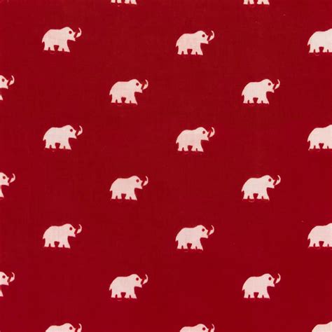 Pure Cotton Maroon With White Tiny Elephants Screen Print Fabric ...