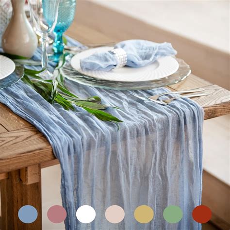 Dusty Blue Cheesecloth Table Runner 141 in Long, India | Ubuy
