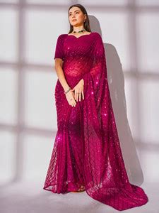 Buy Clemira Embellished Bollywood Georgette Maroon Sarees Online @ Best ...