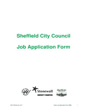 Fillable Online BSheffieldb City Council Job Application Form Fax Email ...
