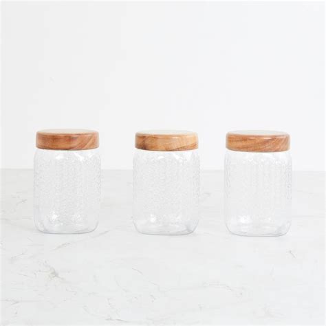 Buy Corsica Elfin Set of 3 Wooden Lid Pet Jars - 900ml from Home Centre ...