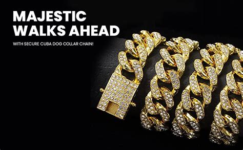 Buy Qpets® Dog Golden Collar Chain for Fashion Rhinestone Shining Metal ...