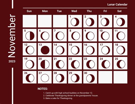 Moon Calendar November 2022
