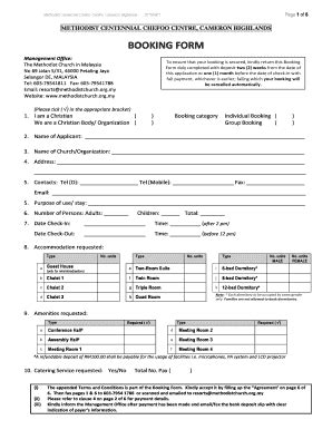 Chefoo Methodist Centre 2020-2026 - Fill and Sign Printable Template Online