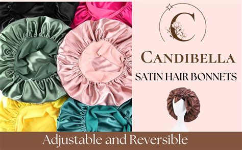 Candibella Silk Bonnet for Hair with 3 Scrunchies, Adjustable Hair Cap ...