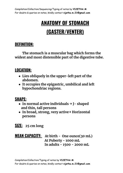 SOLUTION: Anatomy of stomach gaster venter - Studypool