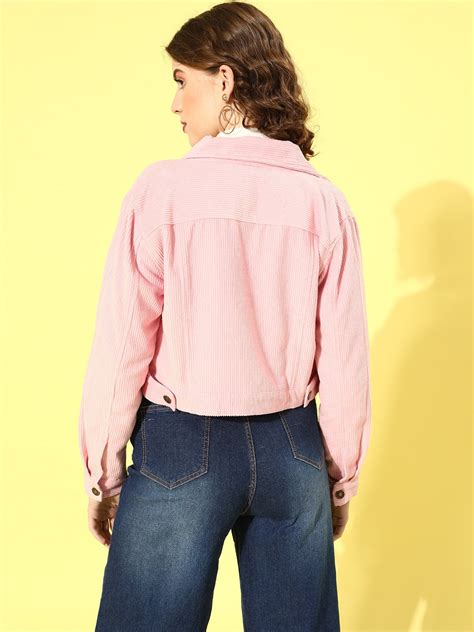 Buy Pink Corduroy Trucker Jacket Online At Best Price Sassafras.in ...